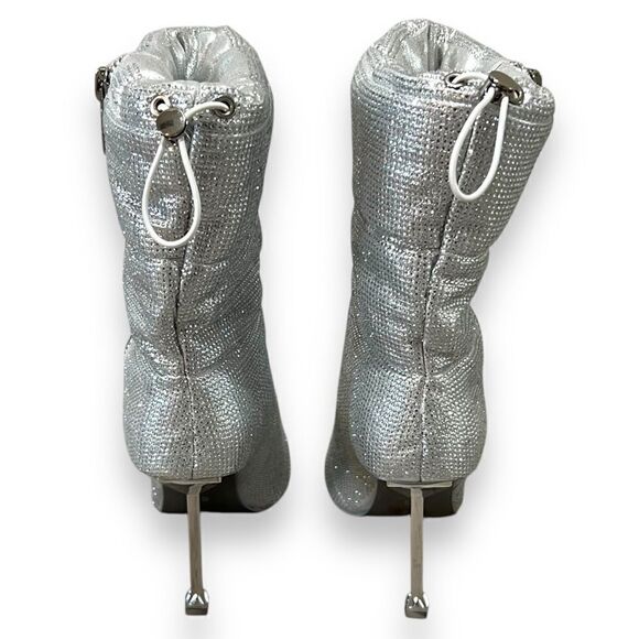 NWOB Azalea Wang Stepping Out silver rhinestone heeled puffer bootie sz 6.5 - Picture 5 of 9